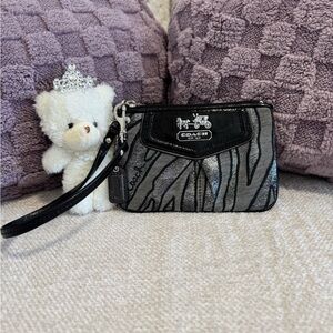 Coach Madison Zebra Signature Lurex Wristlet (Style 44410)